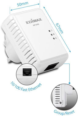 Edimax HP-5102 500Mbps Nano PowerLine Adapter with Compact Size and Group Setting Button